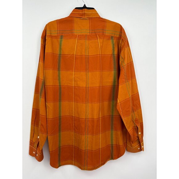 Tommy Hilfiger Mens Plaid Button Down Cotton Shirt Orange Large - Picture 4 of 4